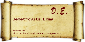 Demetrovits Emma névjegykártya